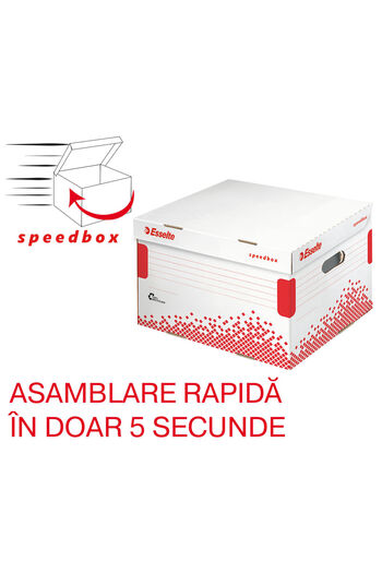 Esselte Speedbox archive and transport container with recycled cardboard lid with white lid