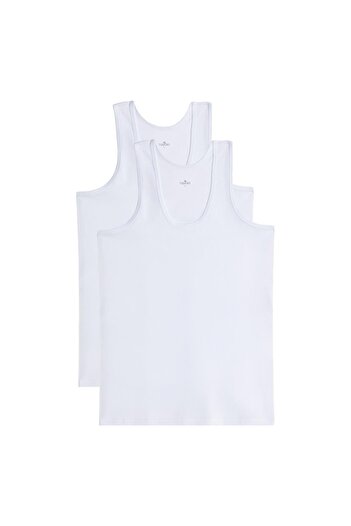 Tudors 2 Pieces Compact Combed Cotton White Men's Undershirts Cotton Standard Fit Regular Cut Pack of 2