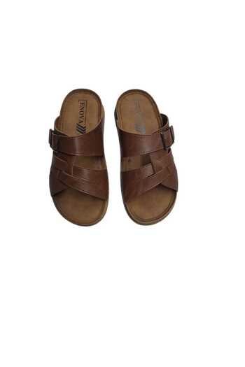 Enova Men's Orthopedic Buckle Stitched Stylish Home and Outdoor Faux Leather Men's Slippers