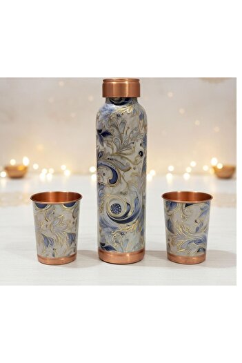 Soul Love and Earth Meena Glass Bottle Set – Pure Copper