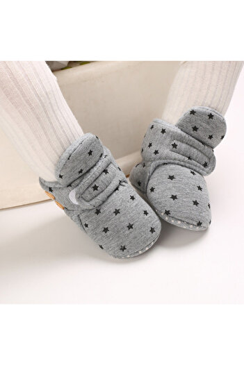 Superbaby Gray ankle boots with black stars and buttons