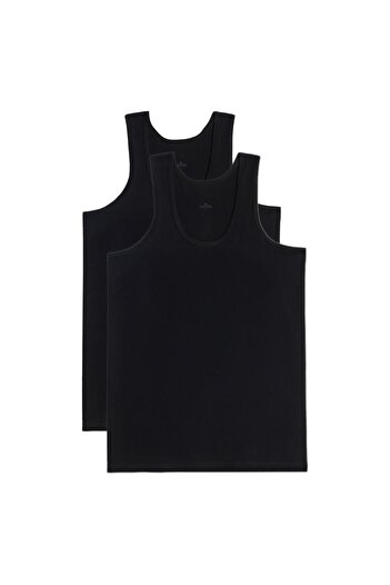 Tudors 2 Pieces Compact Combed Cotton Black Men's Undershirts Cotton Standard Fit Regular Cut Pack of 2