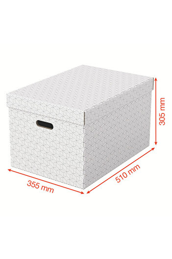 Esselte Set of 3 cardboard filing boxes 510 x 350 x 300 mm white Home Recycled