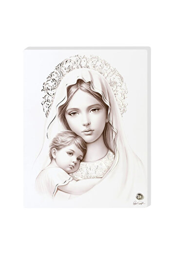 IcoaneDeArgint Icon of the Virgin Mary with the Child 20x25cm with Silver Foil
