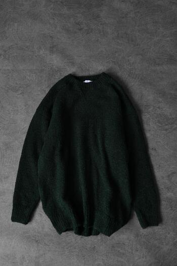 Slatra Men's Khaki Crew Neck Oversize Wool Sweater