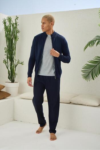 KLY PİJAMA Kly 5051 Men's 100% Cotton Pajama Shorts Knitwear Cardigan Set 4-Piece Boxed Dowry Set