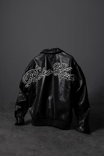 Slatra Men's Black Champions Embroidered Lined Leather Jacket