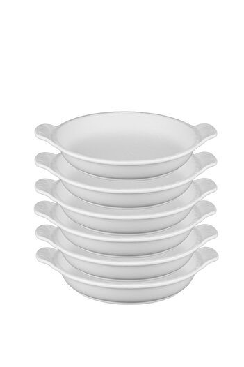 Culinaro Set of 6 round porcelain serving trays Meteor WHITE 21cm, 800ml