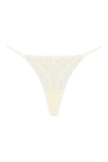 ESOTIQ Women's Cute Thong G-String Panties Mesh with Embroidered Flowers & Flowery Ruffle | Bloomy