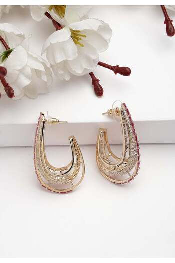 Avant-Garde Paris Diva Collection Zirconia Cashew Shaped Hoops