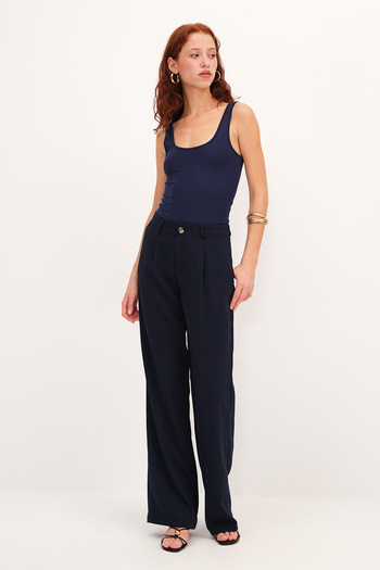 Addax Buttoned Wide Leg Pants Pn17564