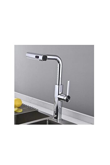 Trendy's Kitchen faucet, swan type, movable spout, dual-function aerator, shiny chrome finish