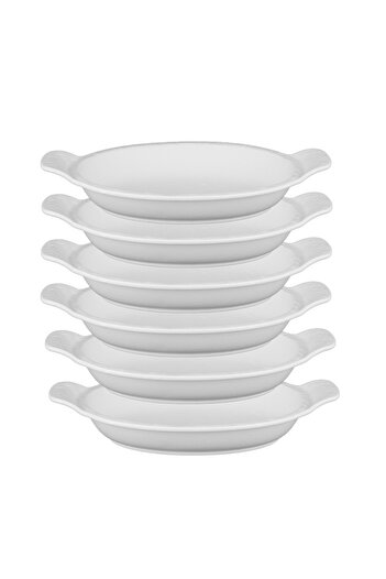 Culinaro Set of 6 oval porcelain serving trays Meteor WHITE 28x16cm, 500ml
