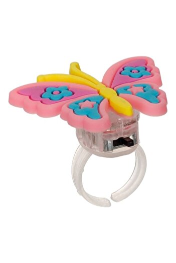Bibilel Inel cu luminite pentru copii, model Fluture, dimensiune reglabila, Multicolor