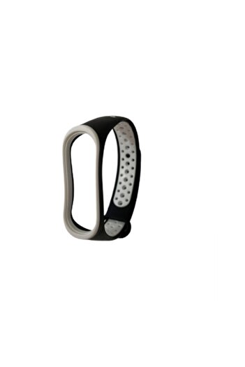 OEM Silicone Fitness Band Strap Compatible with Xiaomi Mi Band 3/4, White/Black