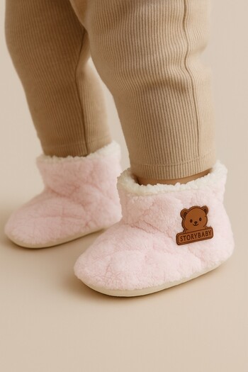 dinamik çocuk Baby Panduf Booties Unisex Knitwear Welsoft Anti-Slip Sole (Sole Size 12cm) Nursery Shoes 6-12 Months