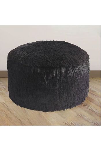 Bibilel Kids Inflatable Stool with Synthetic Fur, Supports up to 100Kg, Black
