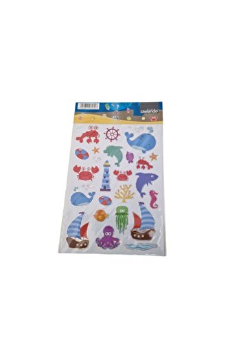 Bibilel Set of Decorative Stickers with Whales, 67 Pieces, Multicolor