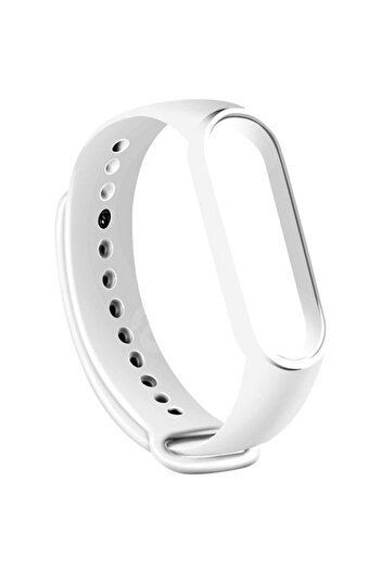 Bibilel Fitness wristband strap compatible with Xiaomi Mi Band 5, silicone, White