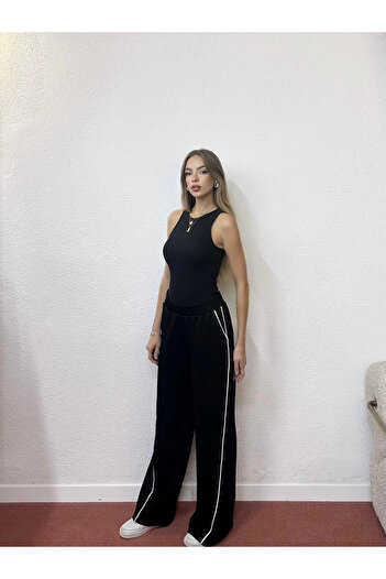 PROTO SUIT Side Stripe Jogger Black Pants