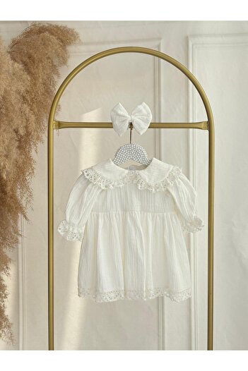 Hobidik Baby Baby Girl-Child Off-White Double Layer Muslin Dress