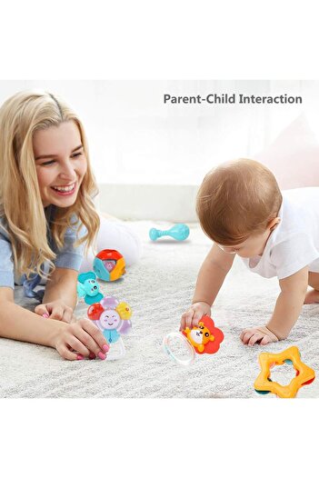huanger - Baby Rattles & Teether Sensory Set 7pcs - Multicolor