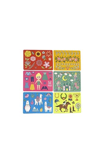 Bibilel Kids Set 6 educational flower stencils, plastic, multicolored