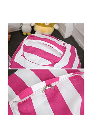 Bibilel Large Capacity Toy Storage Bag, Cotton, Hidden Zipper, Pink and White, BBL1877