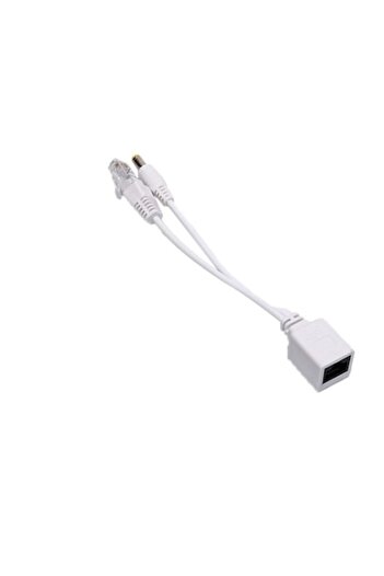 SOHO Cable splitter with passive POE connector to UTP connector and power connector, 20cm, White