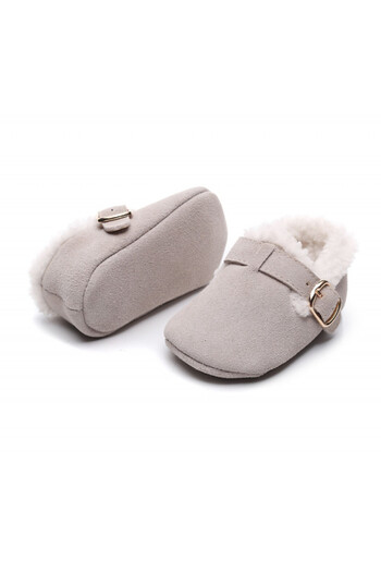 Superbaby Gray fur-lined shoes for girls - Lilly