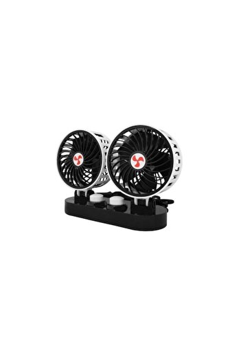 LTC Ventilator auto dublu cu functie de racire aer, Alb Negru