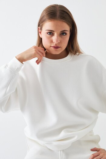 The Champ Clothing Unisex Oversize Sweatshirt Basic White – Crew Neck, 3 Thread Fleece