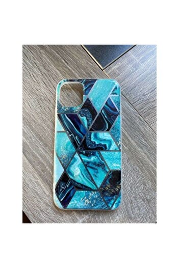 Generic Protective Case for Samsung A11 Soft IMD TPU Marble Geometric Blue