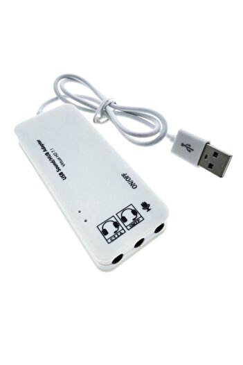 Bibilel 2in1 sound card, USB 2.0 interface, 3 USB ports, 3.5mm jack output, LED indicator, white