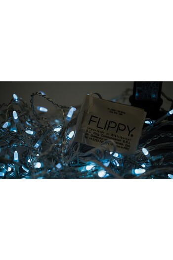Flippy Christmas Lighting, 28 m, 836 LEDs, Fringe Style, Cold White, Flash, Transformer with Remote, Interc