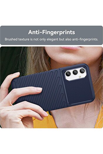 SOHO Case compatible with Samsung Galaxy A34 5G, bumper slim with striped design, Dark Blue