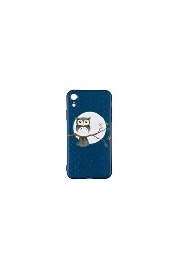 SOHO Case for iPhone XR, protective back cover, bumper, with owl print, Black/Green