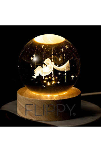 Flippy Lampa LED Decorativa, Flippy, cu Bila de Cristal cu Diametru 6cm, Model Micul Print 3D, Alimentare U
