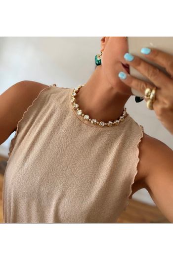 Lune Dor Accessories Steel Stone Choker Necklace