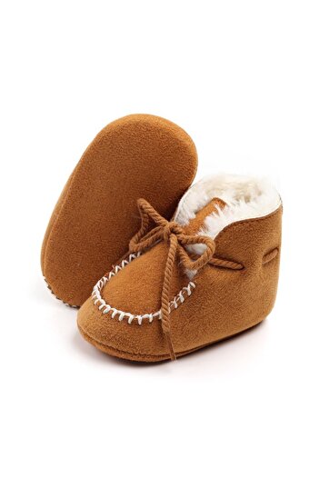 Superbaby Fur-lined ankle boots with laces - Brown