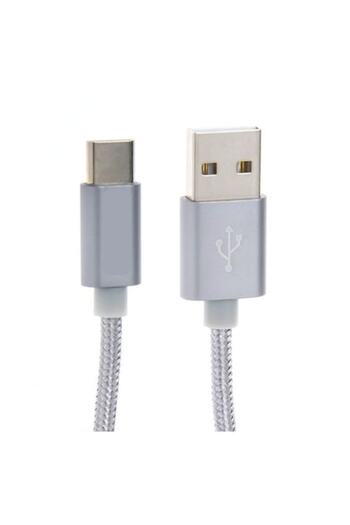 Bibilel Cablu de incarcare sau transfer date USB la Type-C, lungime 1M, ranforsat, Gri, JMB-BBL5516