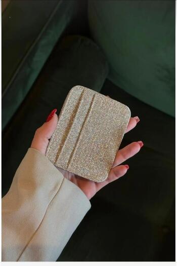 Uzs pace Women's Silvery Card Holder & Gold