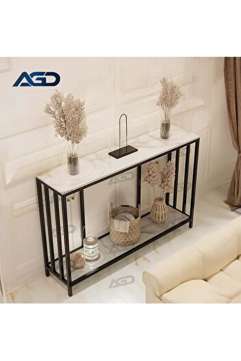 AGD Narrow Console Table for Entryway, High Gloss Hallway Table with Bottom Shelf Modern for Side So