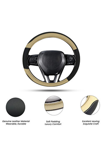 Mob Steering Wheel Cover Universal 37–39cm – Leather, Sweat-Proof, Easy Fit, Round Model