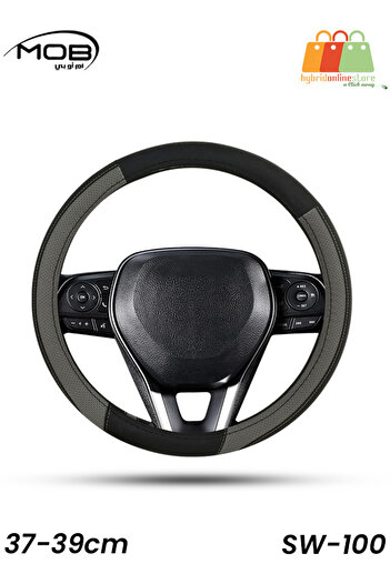 Mob Steering Wheel Cover Universal 37–39cm – Leather, Sweat-Proof, Easy Fit, Round Model