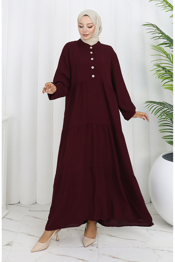 sefamerve Plus Size Viscose Dress 4068-07 Plum