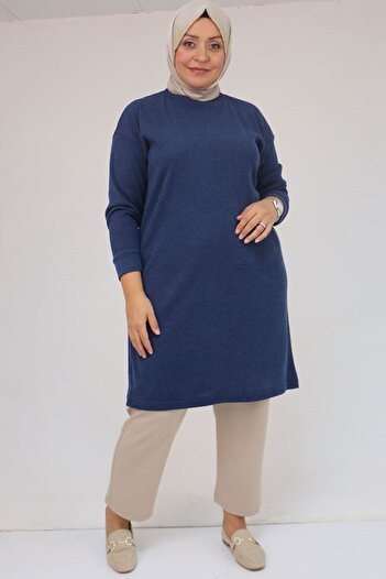 Eslina 58148 Plus Size Mir Tunic with Low Sleeves - Indigo