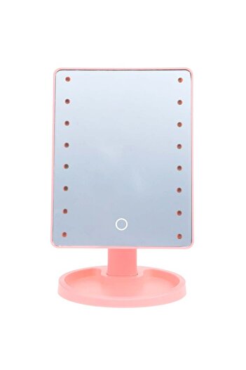 Generic 360 Degree Rotating LED Touch Screen Makeup Mirror Pink