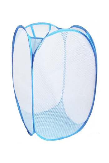 Generic Foldable Pop Up Washing Laundry Basket Bag Blue 33x33x48cm