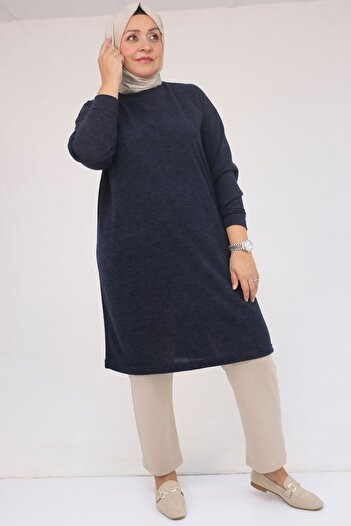 Eslina 58148 Plus Size Mir Tunic with Low Sleeves - Navy Blue